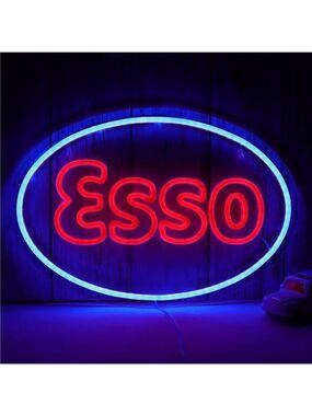 Esso Oil Gasoline LED Neon Sign Gas Shop Garage Decor Bar Man Cave Wall Mechanix